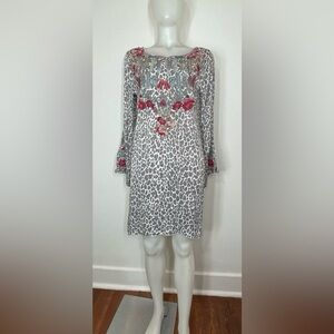 Johnny Was Leopard Print Dress with Embroidery